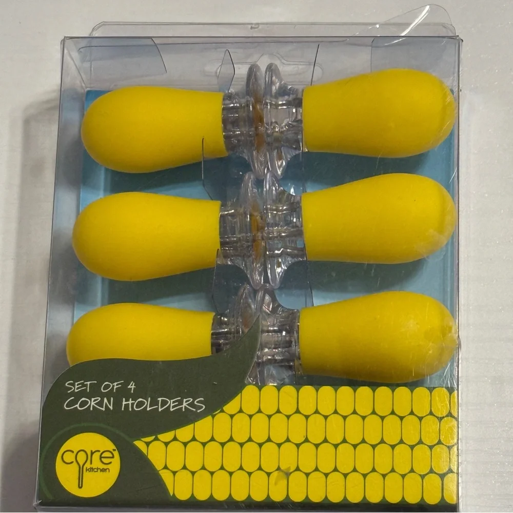 Core Kitchen Set of 4 Corn 🌽 Holders – Rubber Grip Handles, Dishwasher Safe